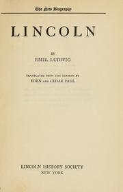 Cover of Lincoln by Emil Ludwig