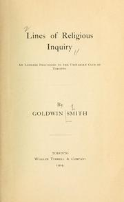 Front cover of Lines of religious inquiry by Goldwin Smith
