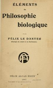 Front cover of Éléments de philosophie biologique by Félix Alexandre Le Dantec