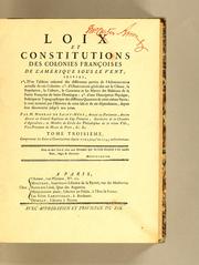 Front cover of Loix et constitutions des colonies françoises de l'Amérique sous le vent by France