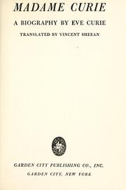 Front cover of Madame Curie by Curie, Eve