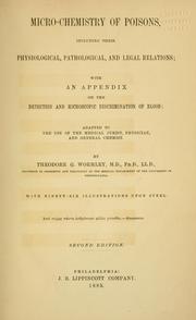 Front cover of Micro-chemistry of poisons by Theodore George Wormley