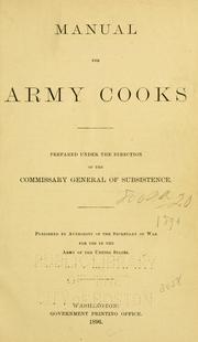 Front cover of Manual for army cooks by United States. War Dept. Subsistence Dept.