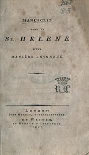 Front cover of Manuscrit venu de Sainte-Hélène d'une manière inconnue by Frédéric Lullin de Châteauvieux
