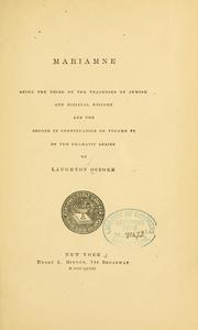 Front cover of Mariamne, being the third of the tragedies of Jewish and Biblical history and the second in continuation of volume VI of the dramatic series by Laughton Osborn