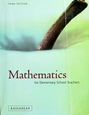 Front cover of Mathematics for elementary school teachers by Tom Bassarear