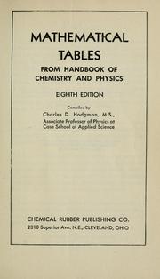 Cover of Mathematical tables from Handbook of chemistry and physics by Chemical Rubber Company, Cleveland.