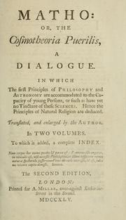 Front cover of Matho, or, The cosmotheoria puerilis by Andrew Baxter