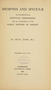 Cover of Memphis and Mycenae by Cecil Torr
