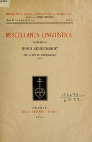 Front cover of Miscellanea linguistica dedicata a Hugo Schuchardt per il suo 80o anniversario (1922) by Hugo Schuchardt