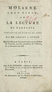 Front cover of Molière chez Ninon, ou, La lecture de Tartuffe by Chazet M.