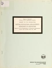 Cover of Montana Agricultural Loan Authority, Department of Agriculture by Montana. Legislature. Office of the Legislative Auditor.