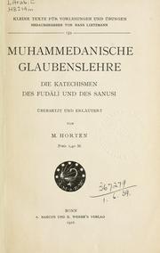 Front cover of Muhammedanische Glaubenslehre by M. Horten
