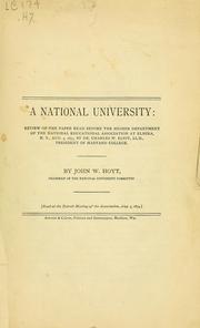 Cover of A national university: review of the paper read before the higher department of the National educational association at Elmira, N.Y., August 5, 1873 by John Wesley Hoyt