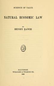 Cover of Natural economic law by Henry Christian Rawie