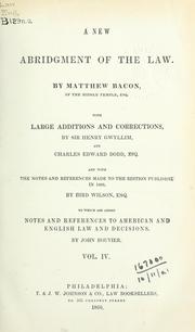 Cover of A new abridgment of the law by Matthew Bacon