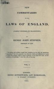 Cover of New commentaries on the laws of England by Henry John Stephen