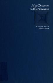Front cover of New directions in legal education by Herbert L. Packer