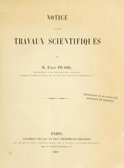 Front cover of Notice sur les travaux scientifiques de M. Émile Picard by Emile Picard