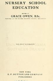 Front cover of Nursery school education by Grace Arlington Owen