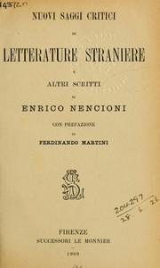 Cover of Nuovi saggi critici di letterature straniere by Enrico Nencioni