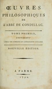 Cover of Oeuvres philosophiques de l'Abbé de Condillac by Etienne Bonnot de Condillac