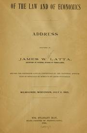 Front cover of Of the law and of economics by James W. Latta