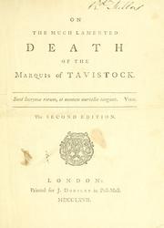 Front cover of On the much lamented death of the Marquis of Tavistock .. by Christopher Anstey