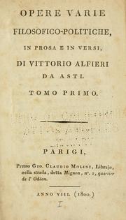 Front cover of Opere varie filosofico-politiche by Vittorio Alfieri