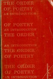 Front cover of The order of poetry by Edward Alan Bloom