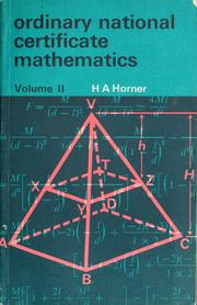 Front cover of Ordinary national certificate mathematics by H. A. Horner