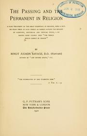 Cover of The passing and the permanent in religion by Minot J. Savage
