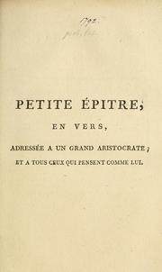 Front cover of Petite épître en vers adressée à un grand aristocrate, et à tous ceux qui pensent comme lui by Aubusson, Pierre Armand d' vicomte