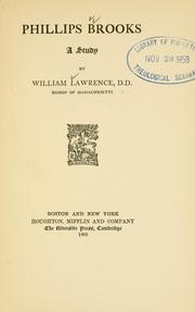 Cover of Phillips Brooks, a study by William Lawrence