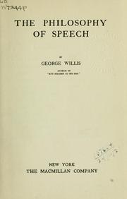 Front cover of The philosophy of speech by George Willis