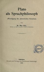 Front cover of Plato als Sprachphilosoph by Max Leky