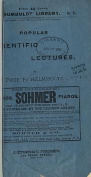 Front cover of Popular scientific lectures by Hermann von Helmholtz