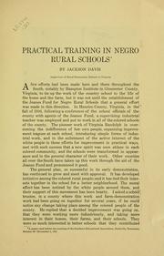 Cover of Practical training in negro rural schools by Jackson Davis