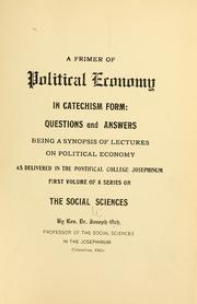Front cover of A primer of political economy in catechism form: questions and answers by Joseph Tarcisius Och