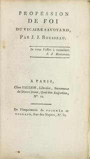 Front cover of Profession de foi du vicaire savoyard by Jean-Jacques Rousseau