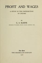 Front cover of Profit and wages by Gustav Adolph Kleene