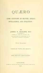 Cover of Quæro <some questions in matter, energy, intelligence, and evolution.> by James H. Keeling