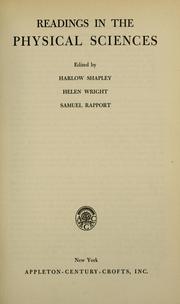 Cover of Readings in the physical sciences by Harlow Shapley