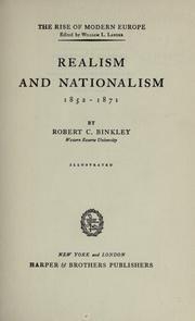 Front cover of Realism and Nationalism 1852-1871 by Robert C. Binkley