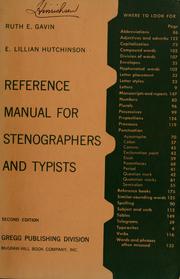 Cover of Reference manual for stenographers and typists by Ruth E. Gavin