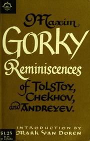 Front cover of Reminiscences of Tolstoy, Chekhov & Andreyev by Максим Горький