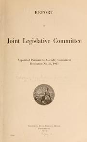 Front cover of Report of Joint legislative committee appointed pursuant to Assembly concurrent resolution no. 26, 1915 by California. Legislature. Joint committee on text-books