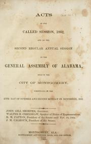 Front cover of Acts of the called session, 1862 by Alabama