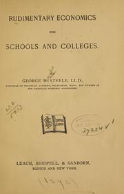 Front cover of Rudimentary economics for schools and colleges by G. M. Steele