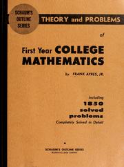 Front cover of Schaum's outline of theory and problems of first year college mathematics by Frank Ayres